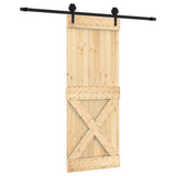 Sliding Door Natural and Black 80 x 210 cm Solid Pine Wood