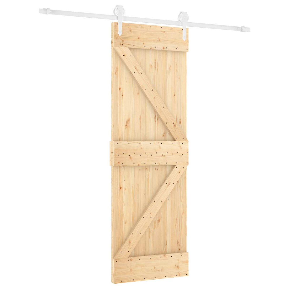 Sliding Door Natural and White 70 x 210 cm Solid Pine Wood