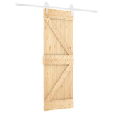 Sliding Door Natural and White 70 x 210 cm Solid Pine Wood