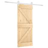 Sliding Door Natural and White 85 x 210 cm Solid Pine Wood - Front View