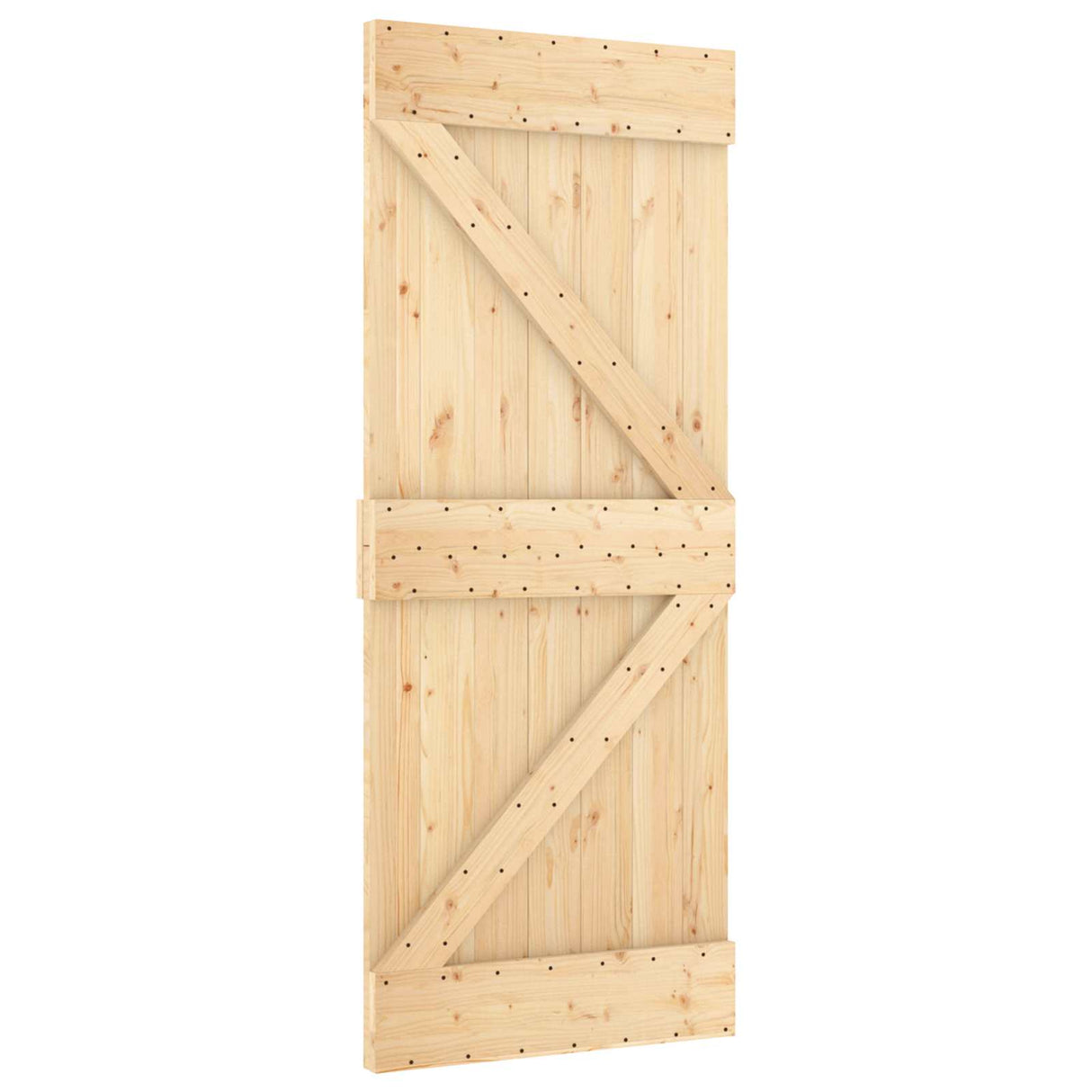 Sliding Door Natural and White 85 x 210 cm Solid Pine Wood