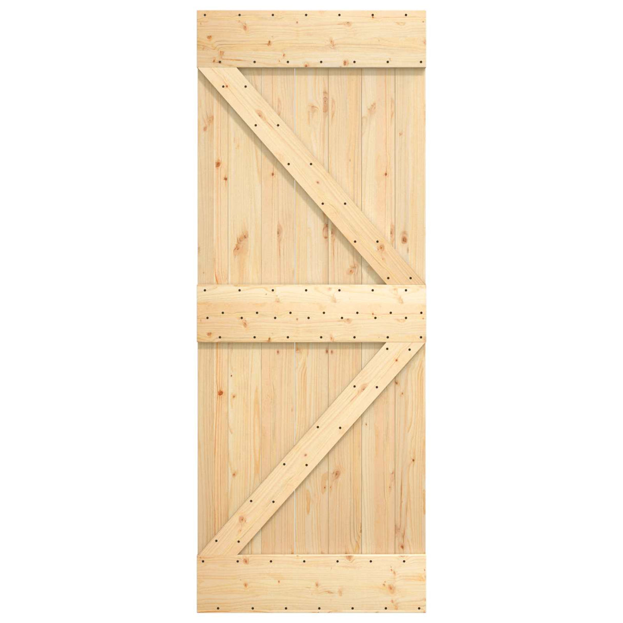 Sliding Door Natural and White 85 x 210 cm Solid Pine Wood