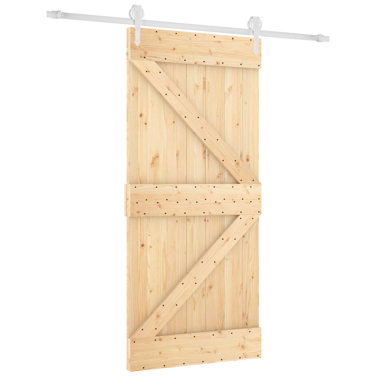Sliding Door Natural and White 95 x 210 cm Solid Pine Wood