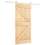 Sliding Door Natural and White 95 x 210 cm Solid Pine Wood