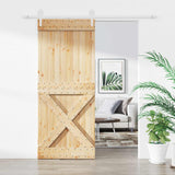 Sliding Door Natural and White 100 x 210 cm Solid Pine Wood