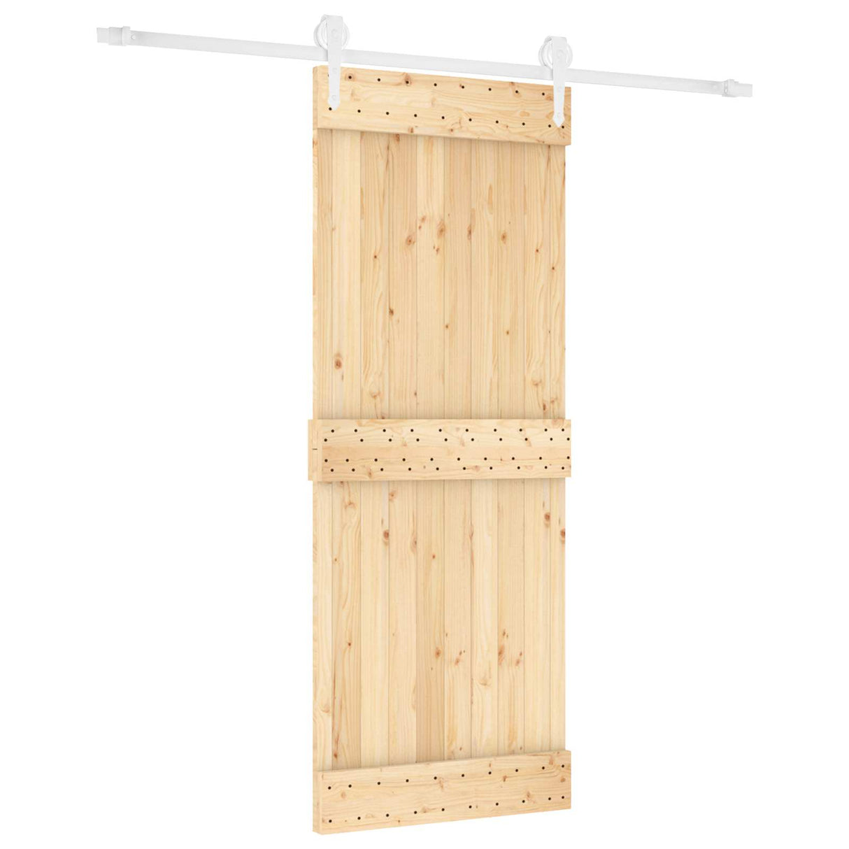 Sliding Door Natural and White 80 x 210 cm Solid Pine Wood