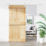 Sliding Door Natural and White 95 x 210 cm Solid Pine Wood