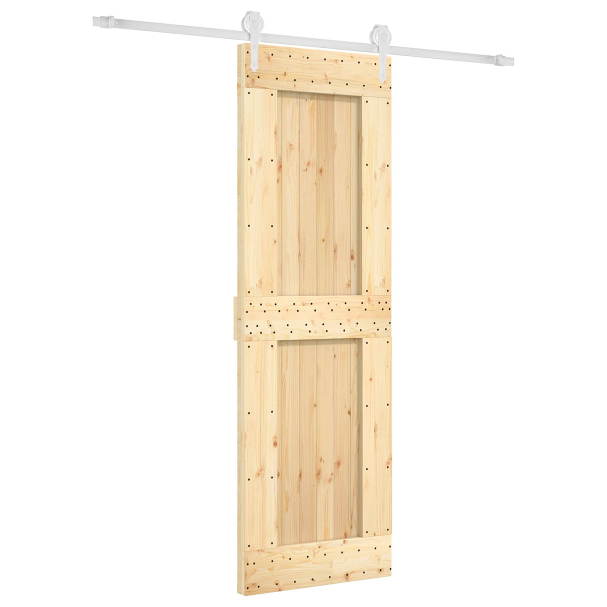 Sliding Door Natural and White 70 x 210 cm Solid Pine Wood