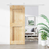 Sliding Door Natural and White 80 x 210 cm Solid Pine Wood