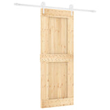 Sliding Door Natural and White 80 x 210 cm Solid Pine Wood - Front View