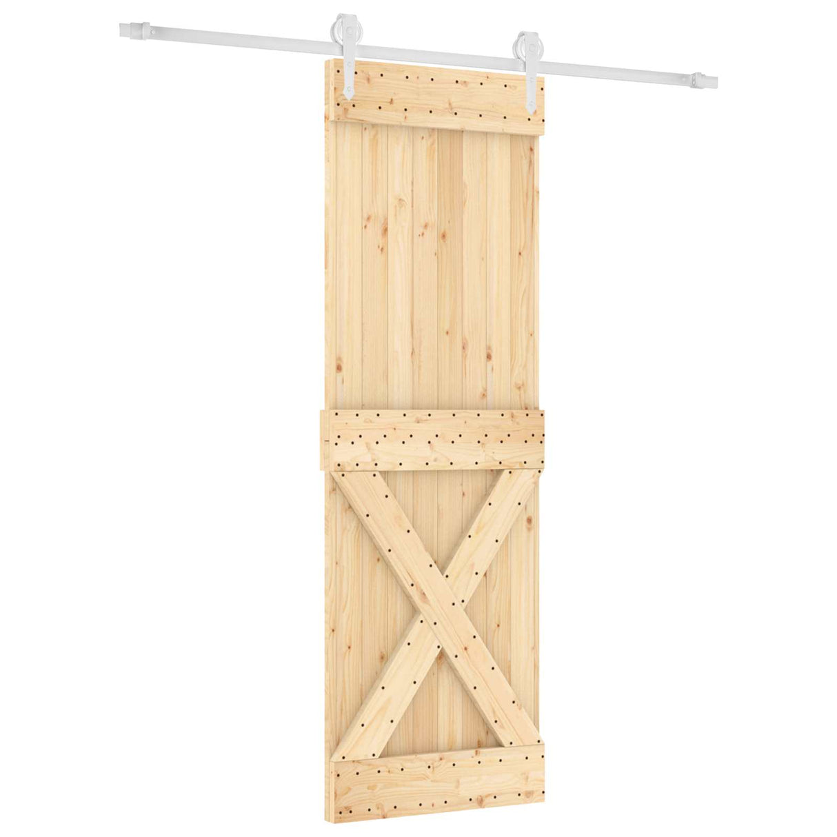 Sliding Door Natural and White 70 x 210 cm Solid Pine Wood