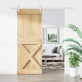 Sliding Door Natural and White 80 x 210 cm Solid Pine Wood
