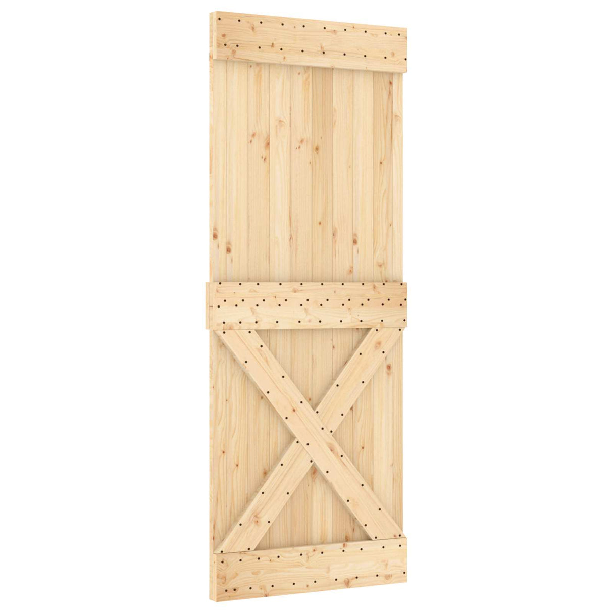 Sliding Door Natural and White 80 x 210 cm Solid Pine Wood