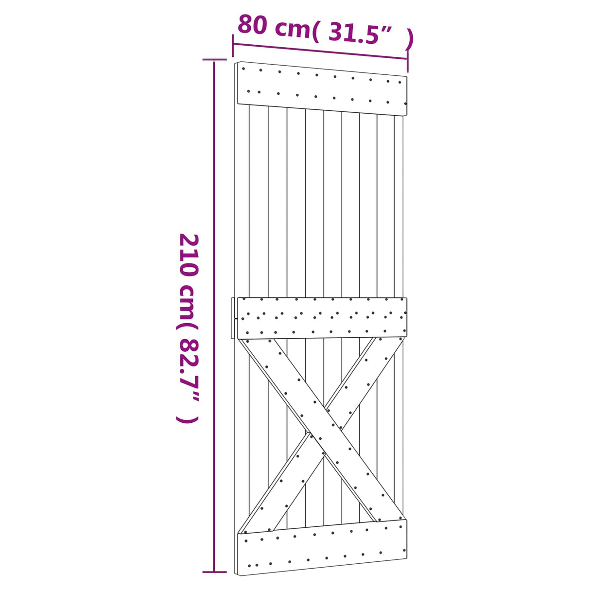 Sliding Door Natural and White 80 x 210 cm Solid Pine Wood