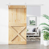 Sliding Door Natural and White 95 x 210 cm Solid Pine Wood