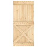 Sliding Door Natural and White 95 x 210 cm Solid Pine Wood - Top-Down View