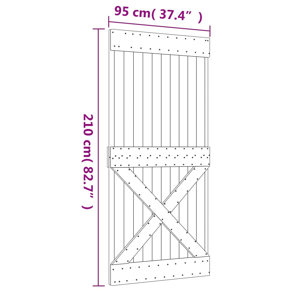 Sliding Door Natural and White 95 x 210 cm Solid Pine Wood