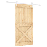 Sliding Door Natural and White 100 x 210 cm Solid Pine Wood