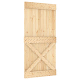 Sliding Door Natural and White 100 x 210 cm Solid Pine Wood - Side View