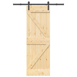 Sliding Door NARVIK Natural and Black 70 x 210 cm (152.5 cm) - Top-Down View