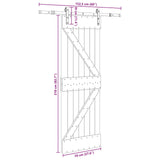 Sliding Door NARVIK Natural and Black 70 x 210 cm (152.5 cm)