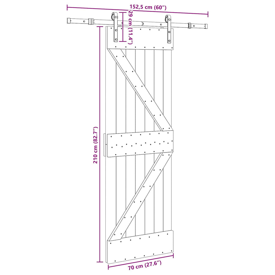 Sliding Door NARVIK 70 x 210 cm (152.5 cm) Natural and Black