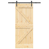 Sliding Door NARVIK Natural and Black 85 x 210 cm (152.5 cm) - Top-Down View