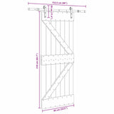 Sliding Door NARVIK Natural and Black 85 x 210 cm (152.5 cm)