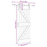 Sliding Door NARVIK Natural and Black 80 x 210 cm (152.5 cm) - 45-Degree Angle