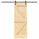 Sliding Door NARVIK Natural and Black 70 x 210 cm (213.5 cm) - Top-Down View