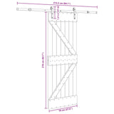 Sliding Door NARVIK Natural and Black 70 x 210 cm (213.5 cm) - 45-Degree Angle