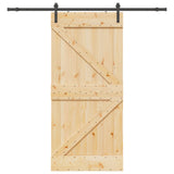 Sliding Door NARVIK Natural and Black 100 x 210 cm (213.5 cm) - Top-Down View