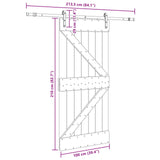 Sliding Door NARVIK Natural and Black 100 x 210 cm (213.5 cm) - 45-Degree Angle