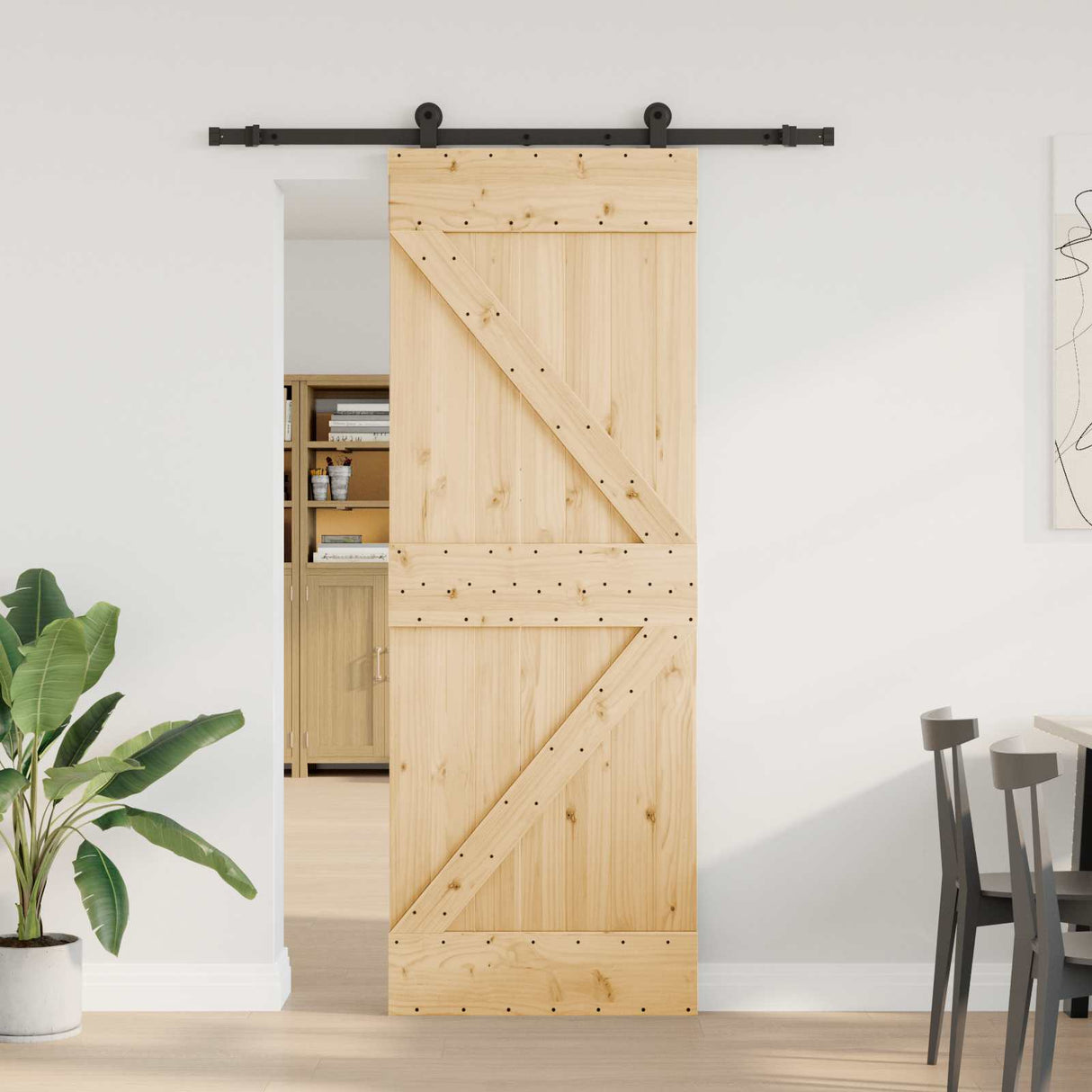 Sliding Door NARVIK 70 x 210 cm (152.5 cm) Natural and Black