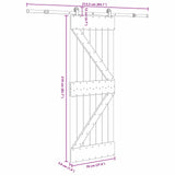 Sliding Door NARVIK Natural and Black 70 x 210 cm (213.5 cm) - 45-Degree Angle