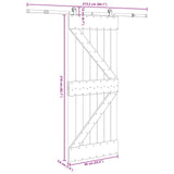 Sliding Door NARVIK Natural and Black 85 x 210 cm (213.5 cm) - 45-Degree Angle