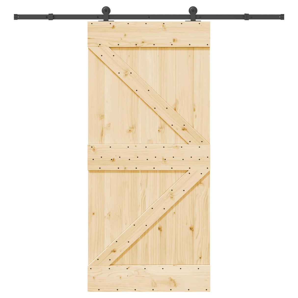 Sliding Door NARVIK Natural and Black 95 x 210 cm (213.5 cm)