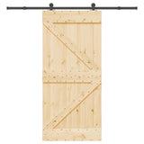 Sliding Door NARVIK Natural and Black 95 x 210 cm (213.5 cm)