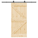 Sliding Door NARVIK Natural and Black 95 x 210 cm (213.5 cm)