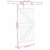 Sliding Door NARVIK Natural and Black 95 x 210 cm (213.5 cm)