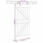 Sliding Door NARVIK Natural and Black 95 x 210 cm (213.5 cm)