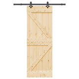 Sliding Door NARVIK Natural and Black 70 x 210 cm (152.5 cm) - Top-Down View