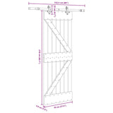 Sliding Door NARVIK Natural and Black 70 x 210 cm (152.5 cm) - 45-Degree Angle