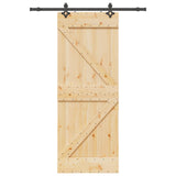 Sliding Door NARVIK Natural and Black 80 x 210 cm (152.5 cm) - Top-Down View