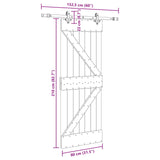 Sliding Door NARVIK Natural and Black 80 x 210 cm (152.5 cm)