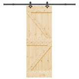 Sliding Door NARVIK Natural and Black 70 x 210 cm (213.5 cm) - Top-Down View
