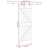 Sliding Door NARVIK Natural and Black 70 x 210 cm (213.5 cm) - 45-Degree Angle