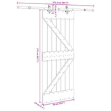 Sliding Door NARVIK Natural and Black 85 x 210 cm (213.5 cm) - Low Angle
