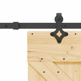 Sliding Door NARVIK Natural and Black 95 x 210 cm (213.5 cm) - Close-Up Angle