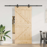 Sliding Door NARVIK Natural and Black 95 x 210 cm (213.5 cm)